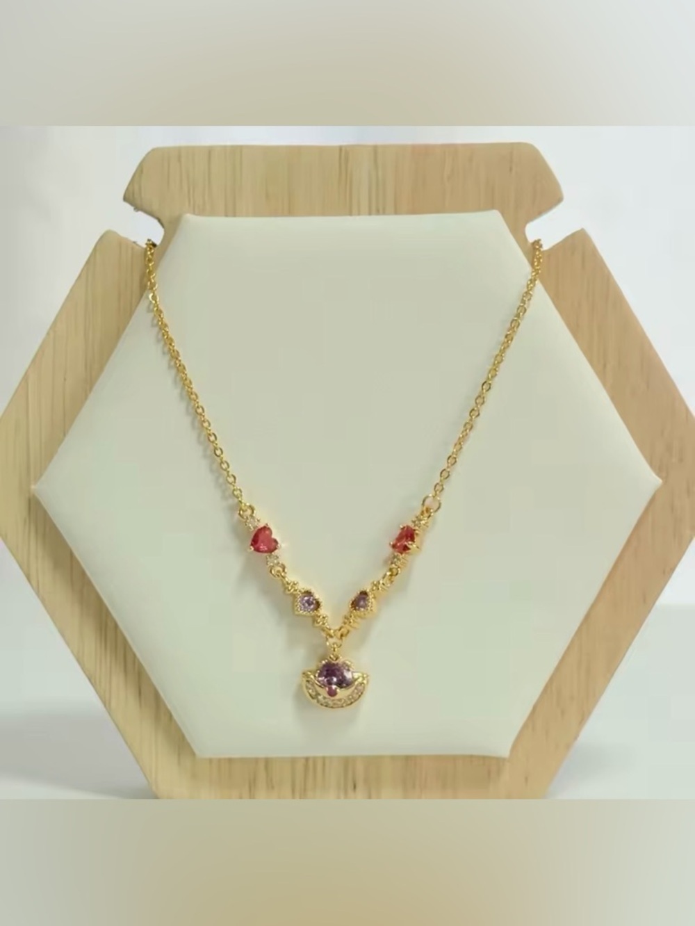 14K Gold Cheshire Cat Gemstone Necklace Disney Alice In Wonderland Character - Picture 6 of 7